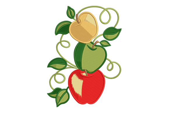 Apple Trio Vine Whimsical Fruit