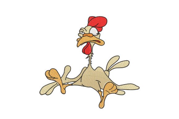 Cartoon Cockerel: A Charming Embroidery Design for Personalized Gifts