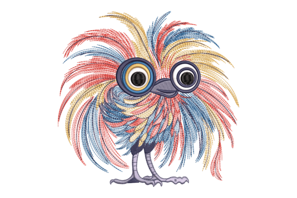 Colorful Funny Bird: A Playful Embroidery Gem