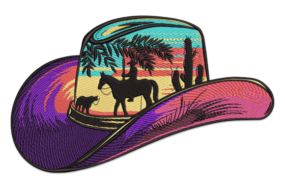 Cowboy Hat Sunset Scene