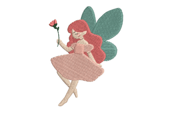 Fairy with Flower: A Whimsical Embroidery Gem